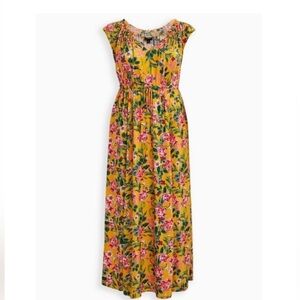 Torrid Yellow Floral Maxi Dress